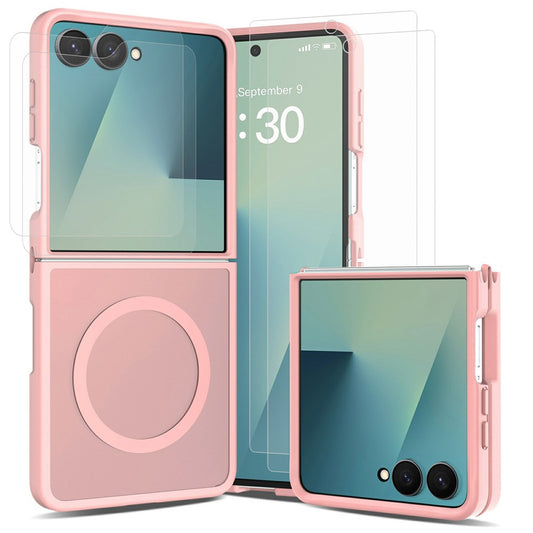 Galaxy Z Flip8 – Magnetische Handyhülle aus PC, PET, gehärtetem Glas und TPU, mit Displayschutz, mit Soft-Touch-Oberfläche