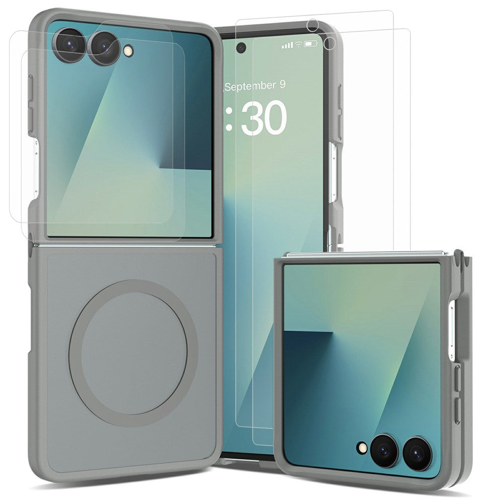 Galaxy Z Flip8 – Magnetische Handyhülle aus PC, PET, gehärtetem Glas und TPU, mit Displayschutz, mit Soft-Touch-Oberfläche
