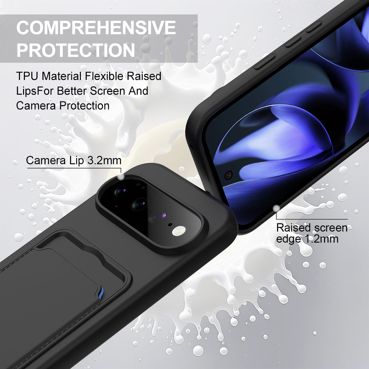 For Google Pixel 11 Liquid Silicone Case  Phone Back Cover with Card Holder and Short Strap