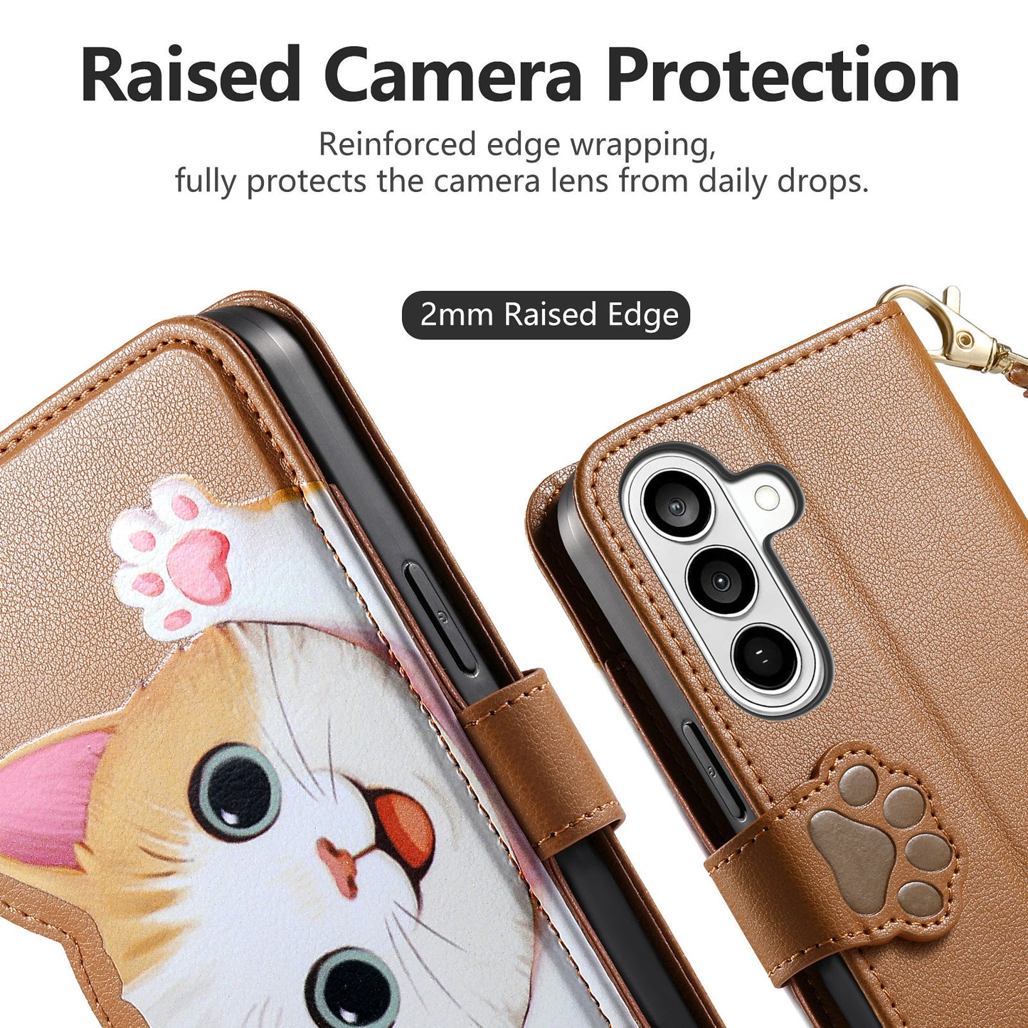 For Samsung Galaxy A37 5G Case Cute Cat Pattern PU Leather Wallet Phone Cover with Wrist Strap