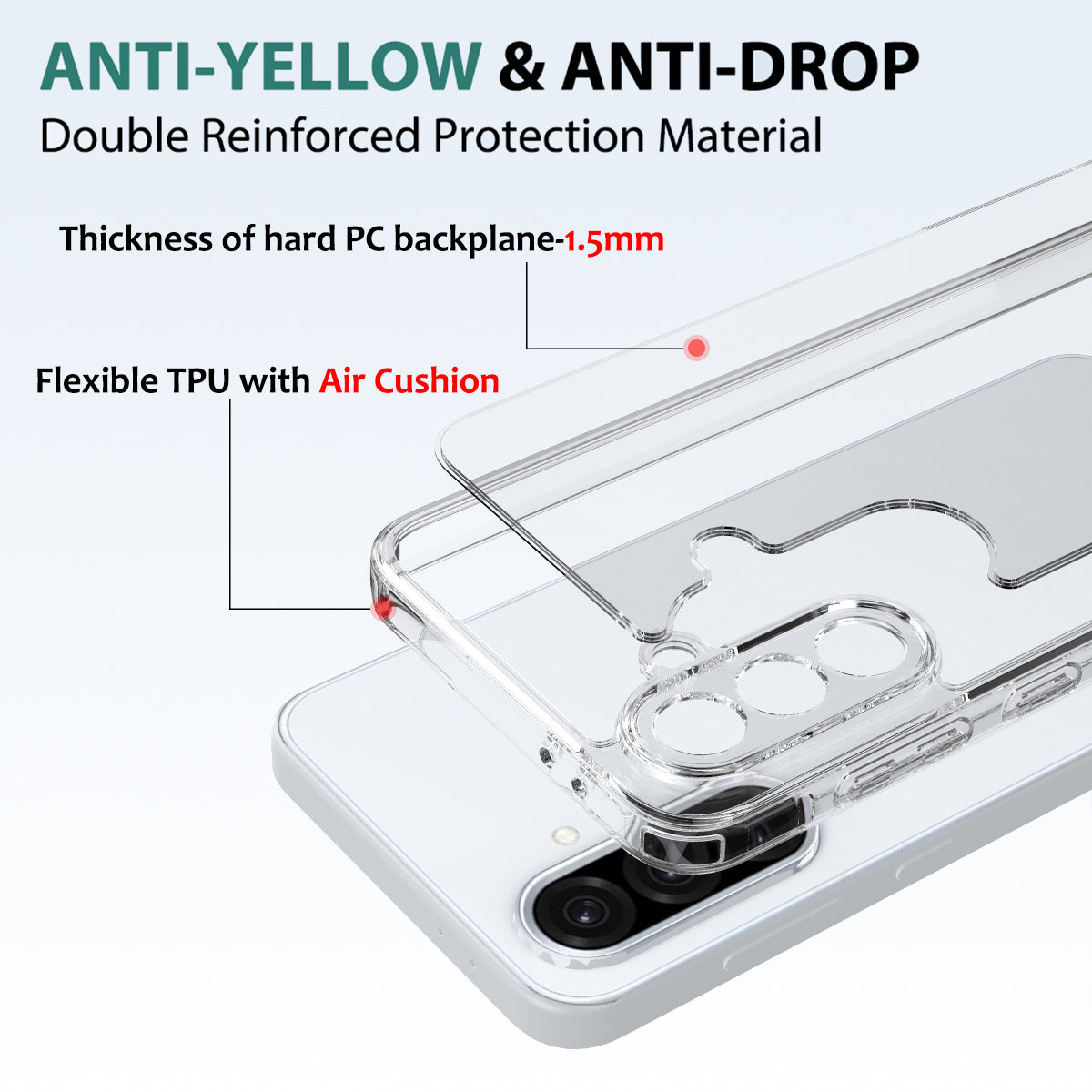 For Samsung Galaxy S26 FE Clear Phone Case TPU+Acrylic Shockproof Phone Back Cover