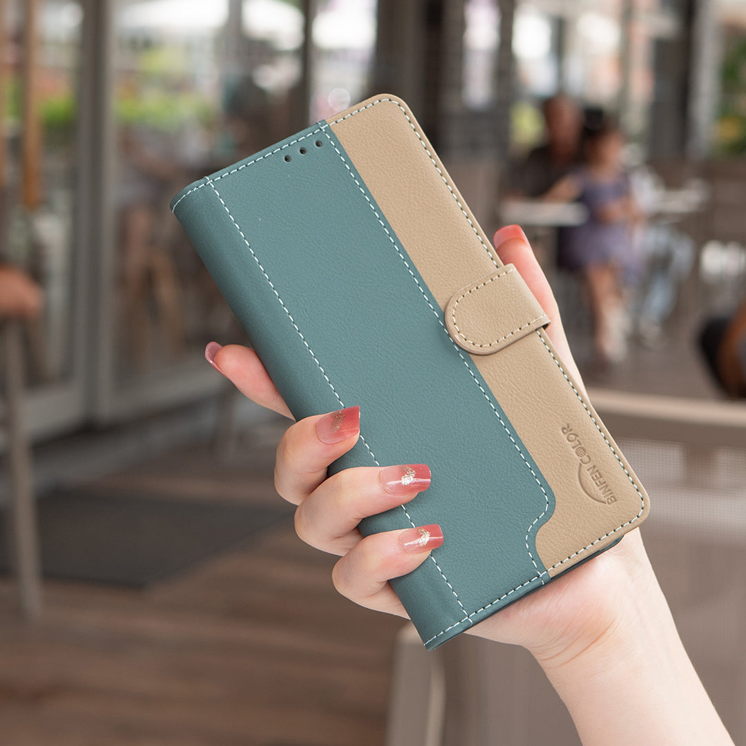 BINFEN COLOR for Google Pixel 11 Pro / Google Pixel 11 Leather Case Splicing Color RFID Blocking Wallet Stand Phone Cover
