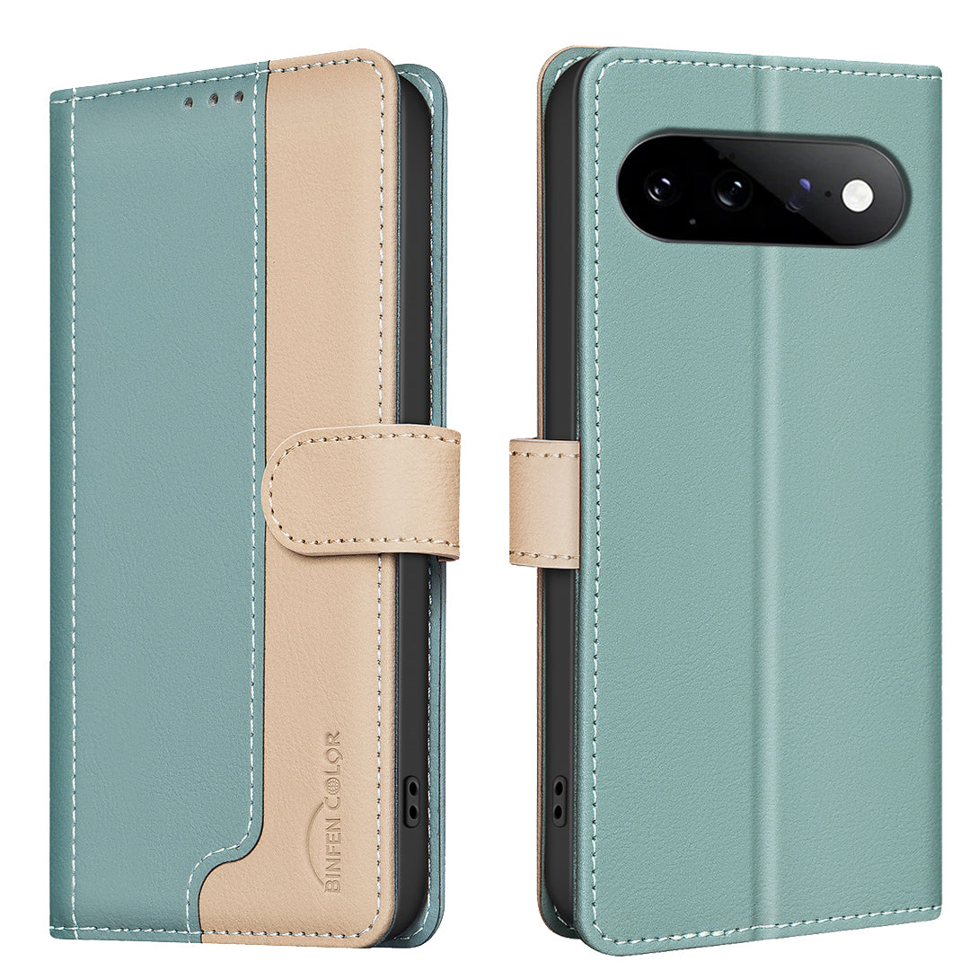 BINFEN COLOR for Google Pixel 11 Pro / Google Pixel 11 Leather Case Splicing Color RFID Blocking Wallet Stand Phone Cover