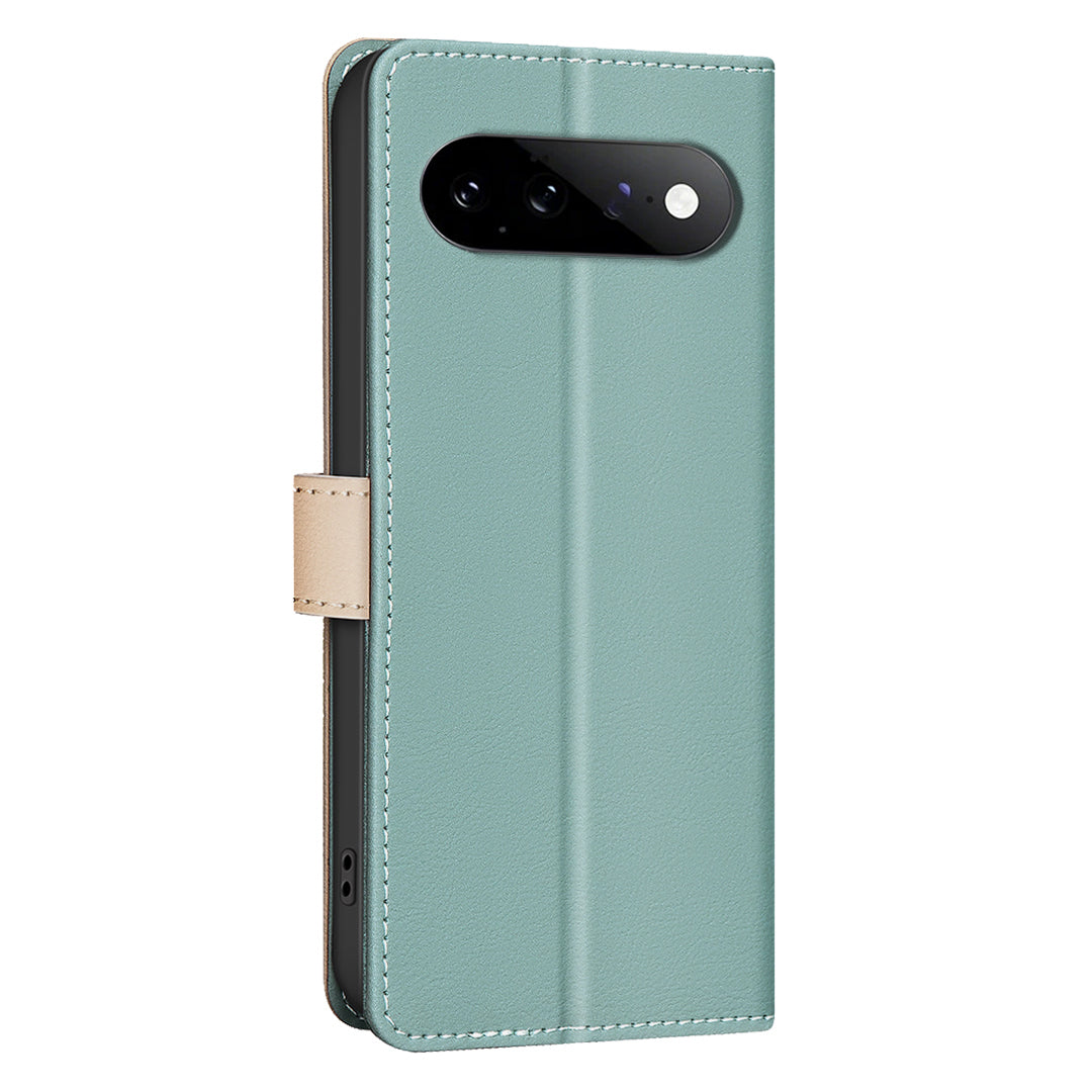 BINFEN COLOR for Google Pixel 11 Pro / Google Pixel 11 Leather Case Splicing Color RFID Blocking Wallet Stand Phone Cover