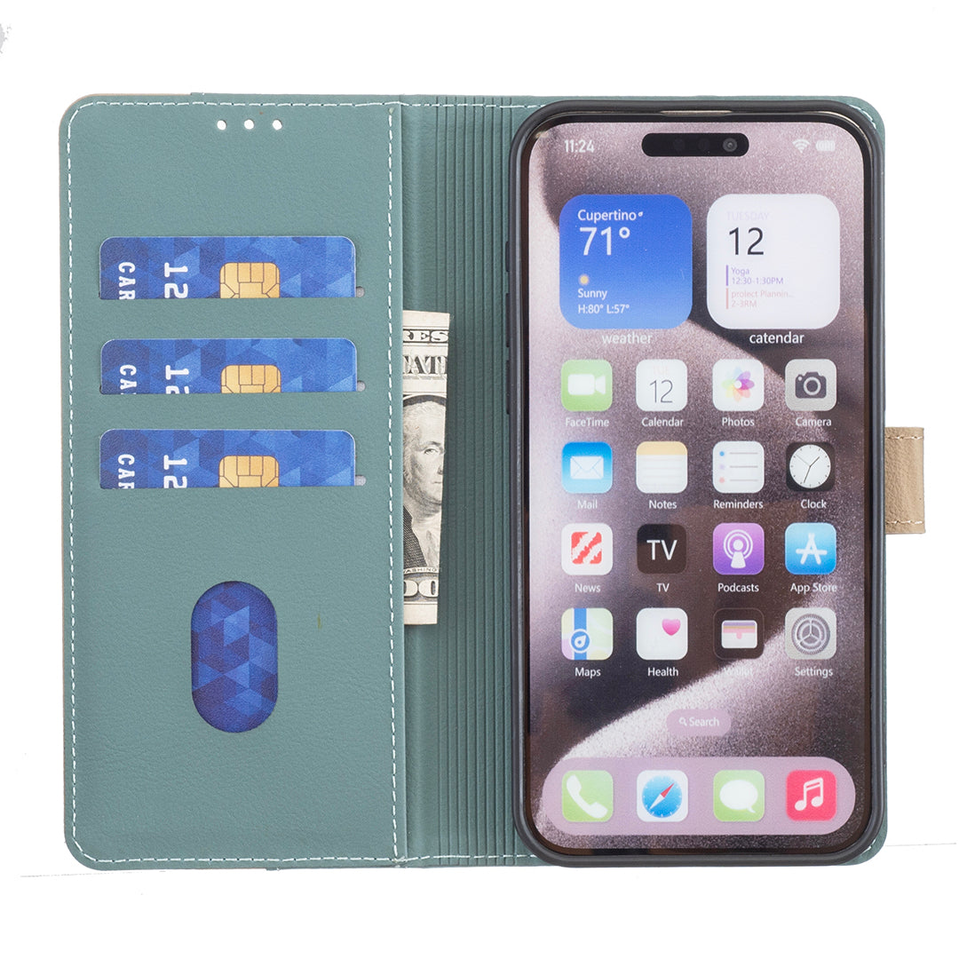 BINFEN COLOR for Google Pixel 11 Pro / Google Pixel 11 Leather Case Splicing Color RFID Blocking Wallet Stand Phone Cover