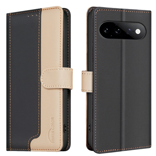 Google Pixel 11 / Google Pixel 11 Pro Handyhülle – BINFEN COLOR Google Pixel 11 Lederhülle, Spleißfarbe, RFID-blockierende Brieftasche, Ständer