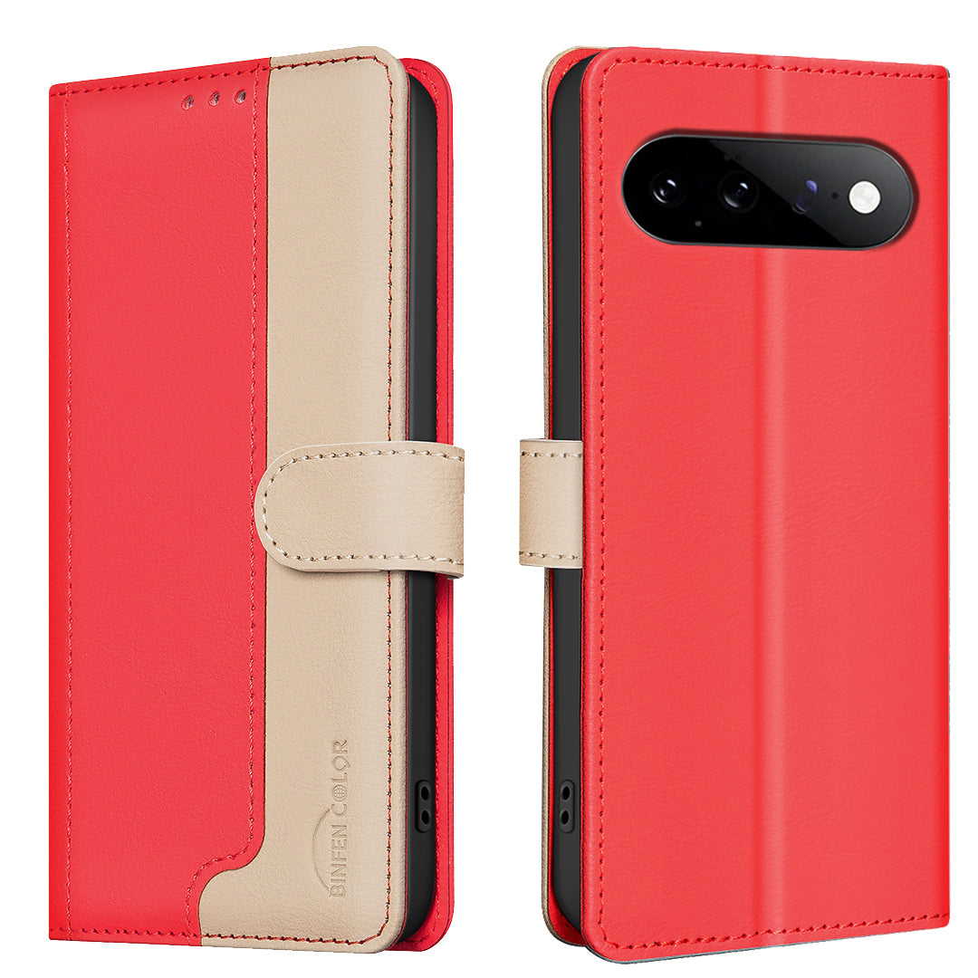 BINFEN COLOR for Google Pixel 11 Pro / Google Pixel 11 Leather Case Splicing Color RFID Blocking Wallet Stand Phone Cover