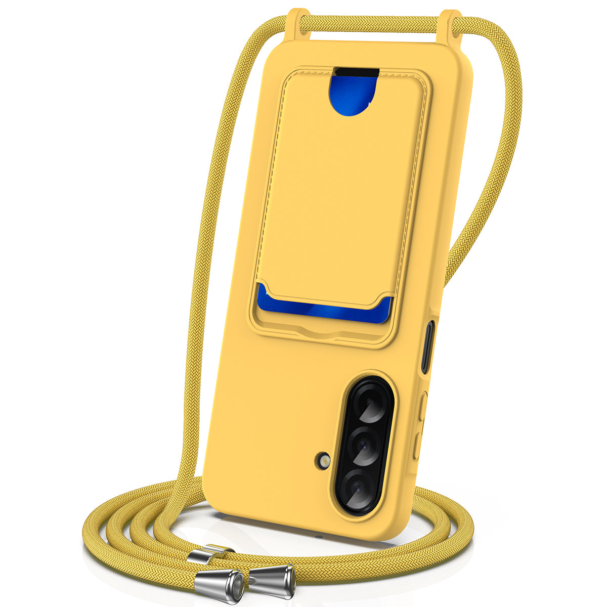 For Samsung Galaxy S26 FE Case Liquid Silicone Card Holder Back Phone Cover with Lanyard