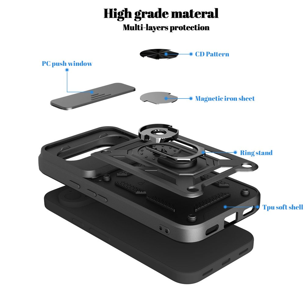 For Google Pixel 11  /  11 Pro Case with Slide Camera Lid PC + TPU Kickstand Phone Cover