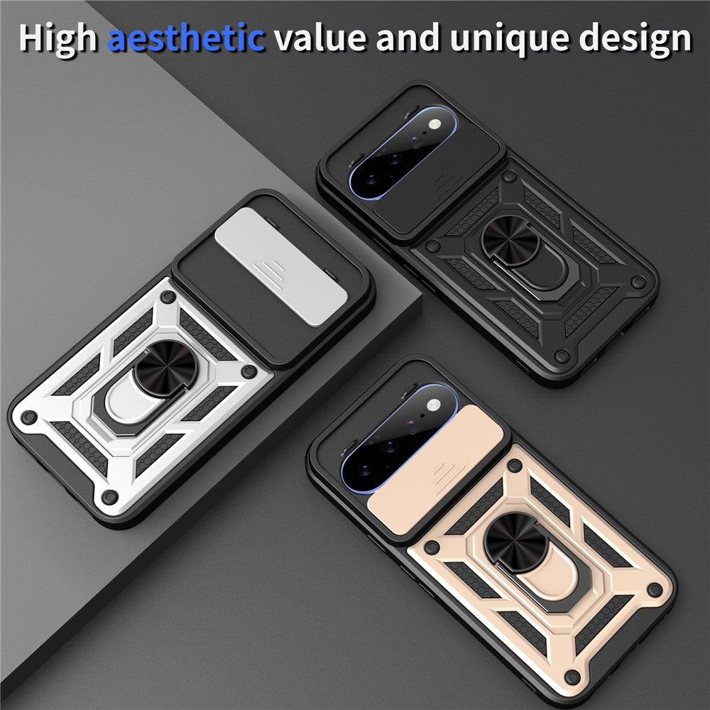 For Google Pixel 11  /  11 Pro Case with Slide Camera Lid PC + TPU Kickstand Phone Cover