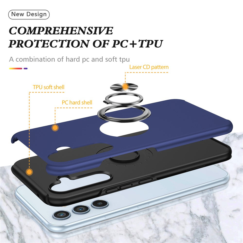 For Samsung Galaxy A57 5G Case PC + TPU Phone Cover with Rotatable Ring Holder