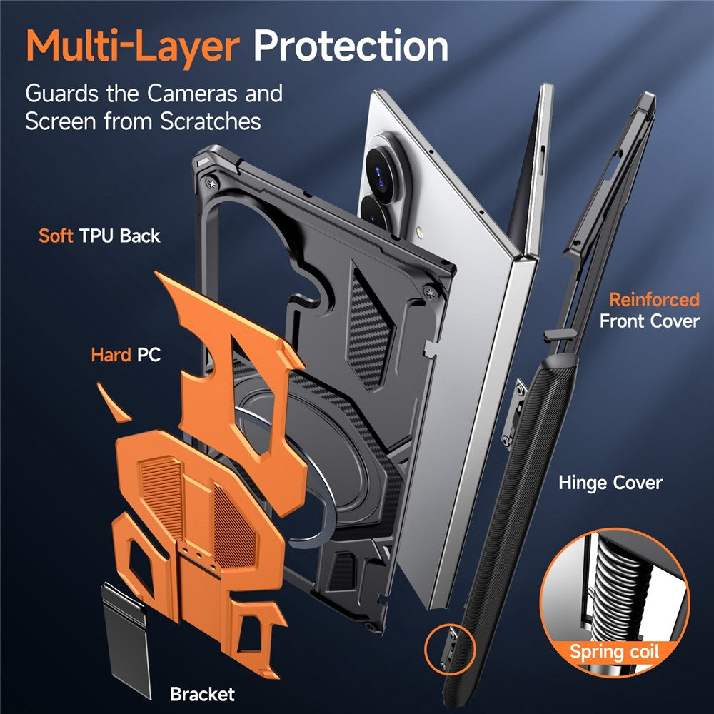 For Samsung Galaxy Z Fold8 Ultra / Z Fold7 5G Case Kickstand Hinge Protection Rugged PC + TPU Phone Cover