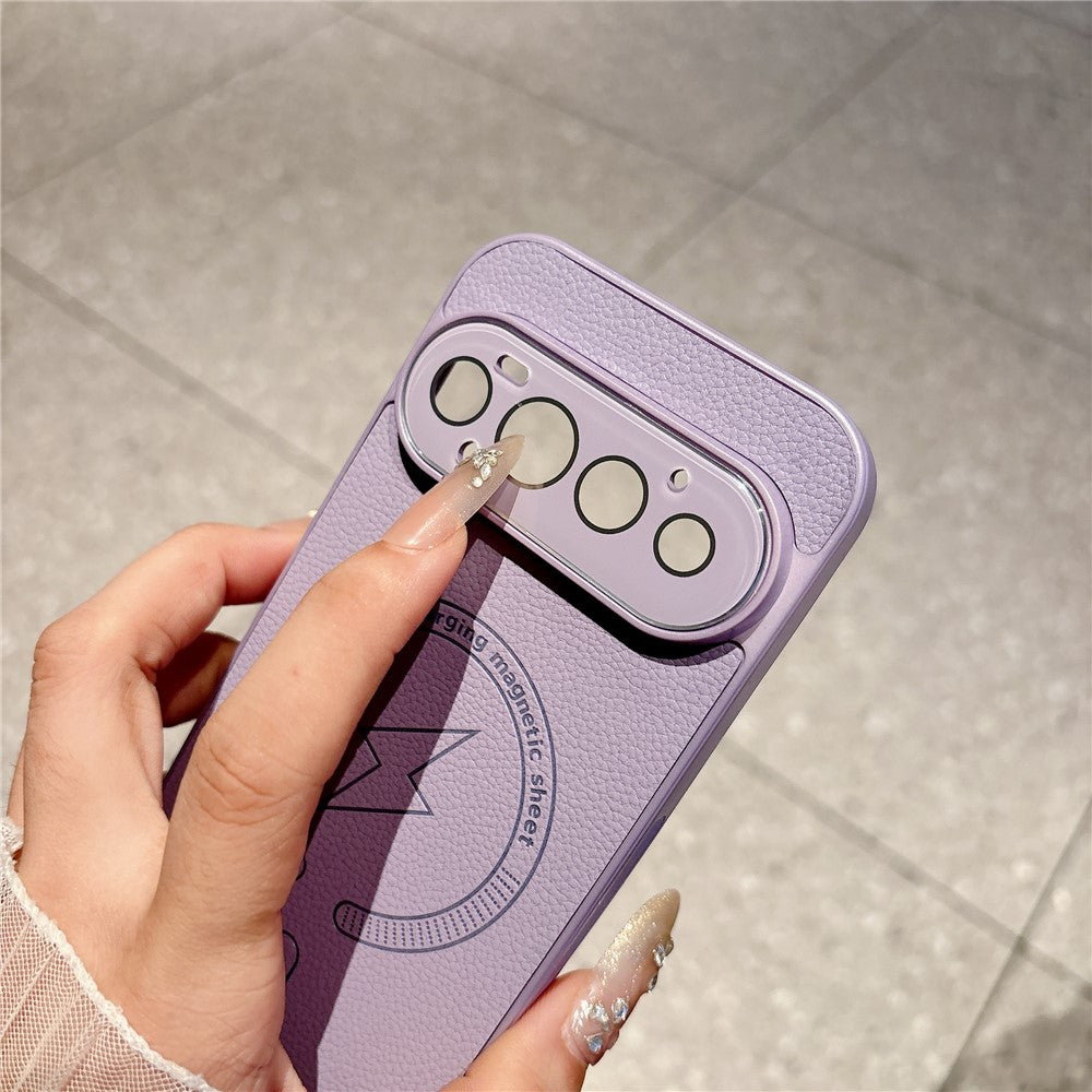 For Google Pixel 11 Pro Magnetic Case Litchi Texture Leather + PC + TPU Shockproof Phone Cover with Tempered Glass Screen Protector
