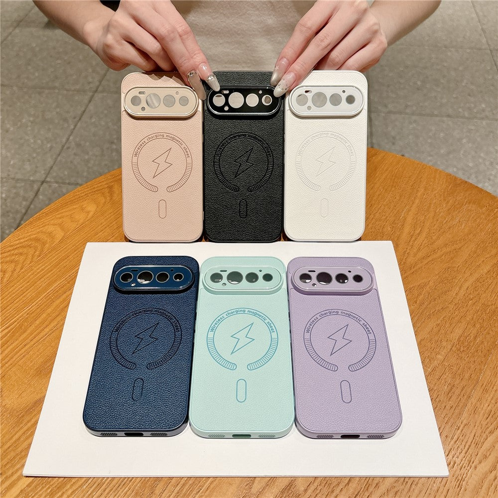 For Google Pixel 11 Pro Magnetic Case Litchi Texture Leather + PC + TPU Shockproof Phone Cover with Tempered Glass Screen Protector