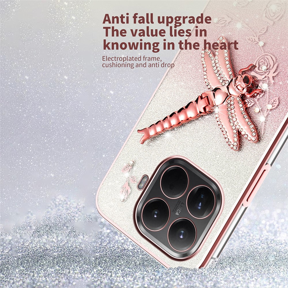 Xiaomi 17T – Handyhülle aus TPU, mit Ständer, mit Glitzer, mit Blumenmotiv