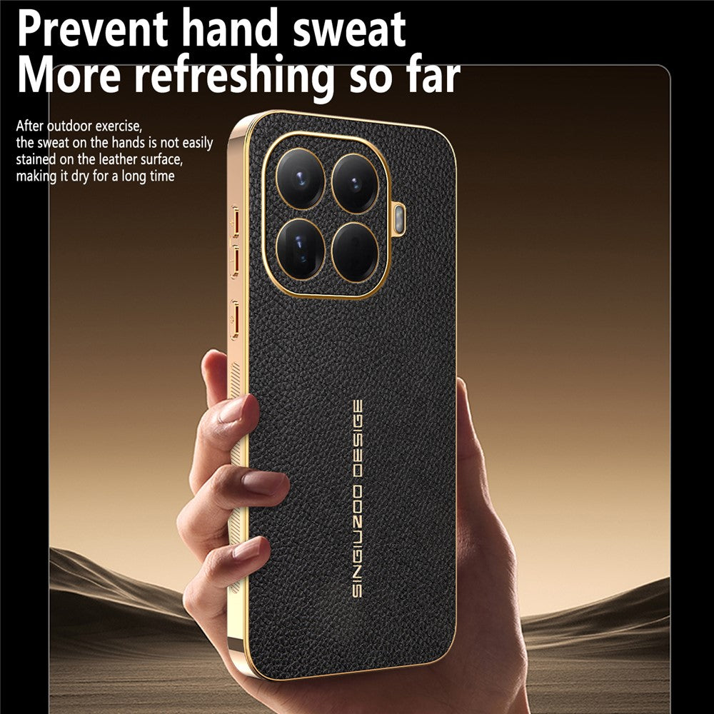 Xiaomi 17T – Handyhülle aus PU-Leder und TPU, mit Litschi-Textur