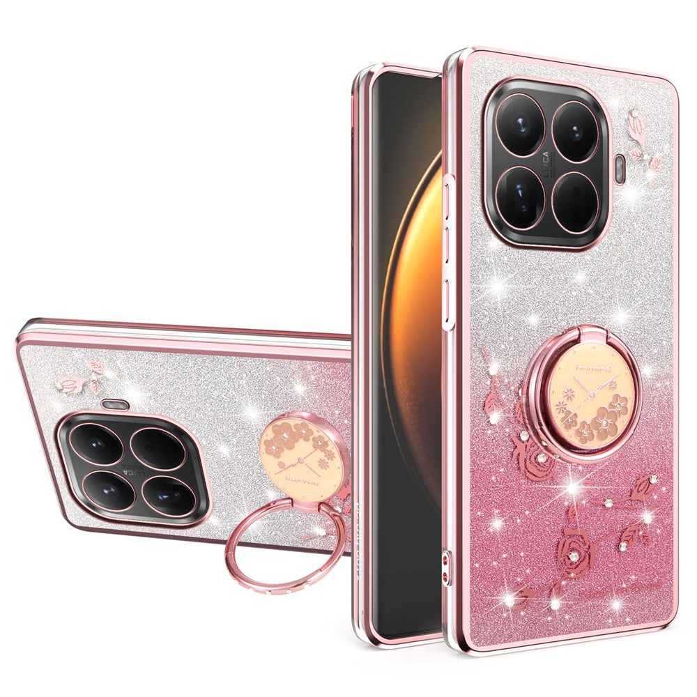 Xiaomi 17T Pro – Handyhülle aus TPU, mit Ständer, mit Glitzer, mit Blumenmotiv