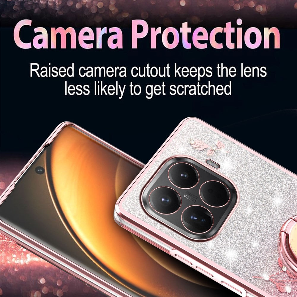 Xiaomi 17T Pro – Handyhülle aus TPU, mit Ständer, mit Glitzer, mit Blumenmotiv