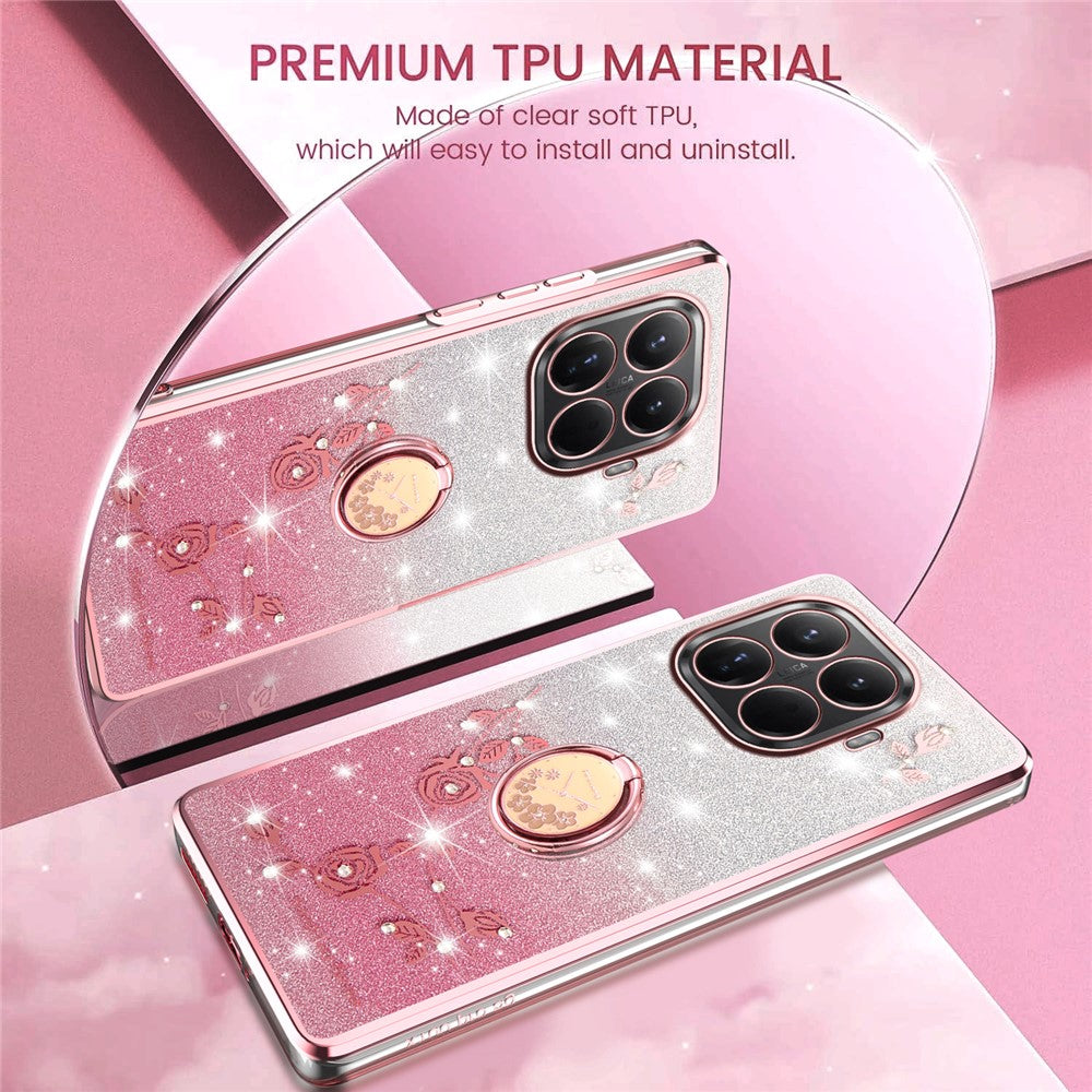 Xiaomi 17T Pro – Handyhülle aus TPU, mit Ständer, mit Glitzer, mit Blumenmotiv