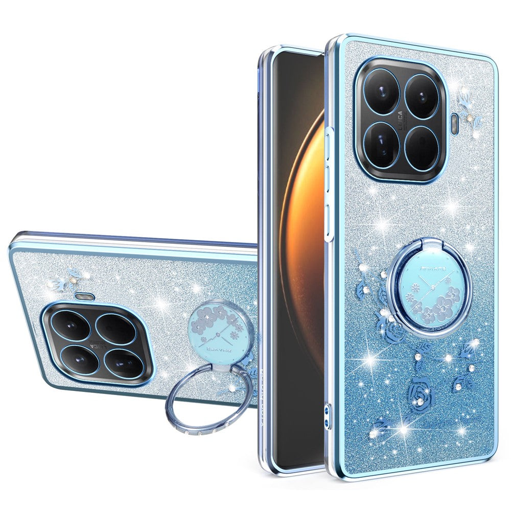 Xiaomi 17T Pro – Handyhülle aus TPU, mit Ständer, mit Glitzer, mit Blumenmotiv