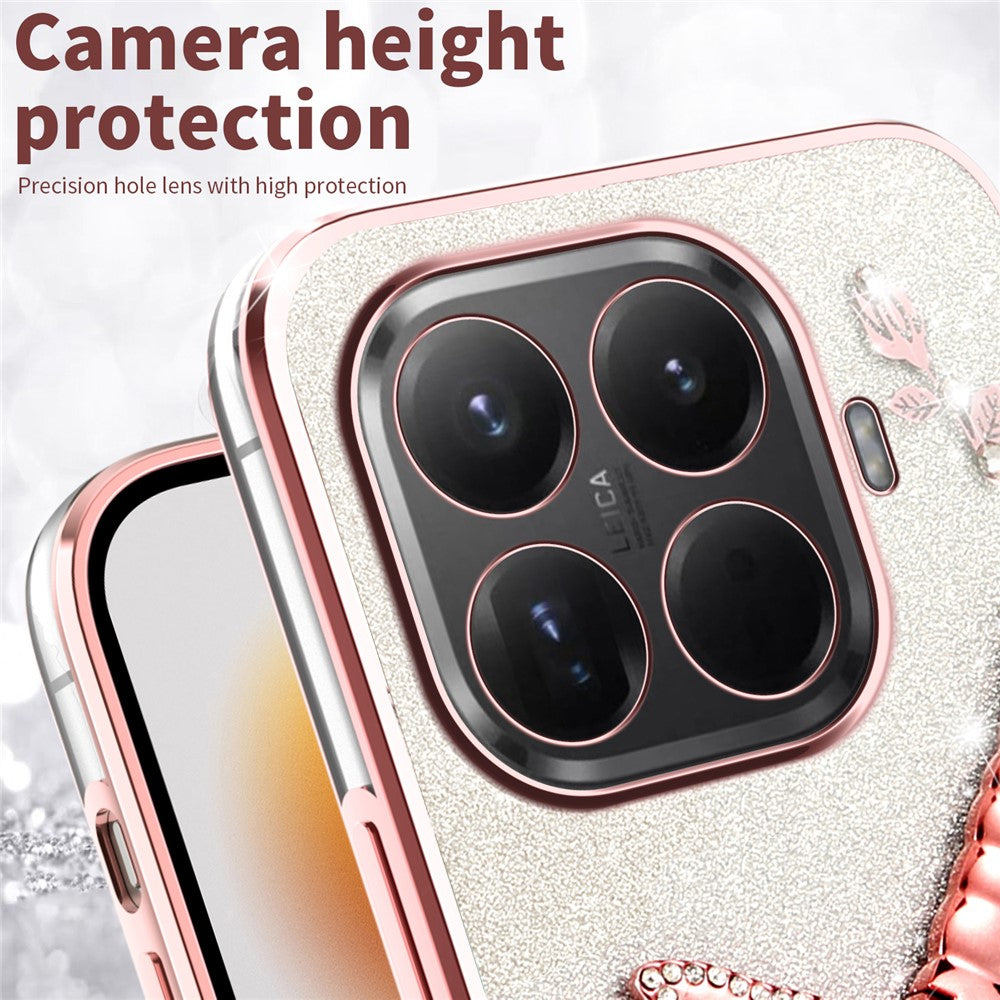 Xiaomi 17T Pro – Handyhülle aus TPU, mit Ständer, mit Glitzer, mit Blumenmotiv
