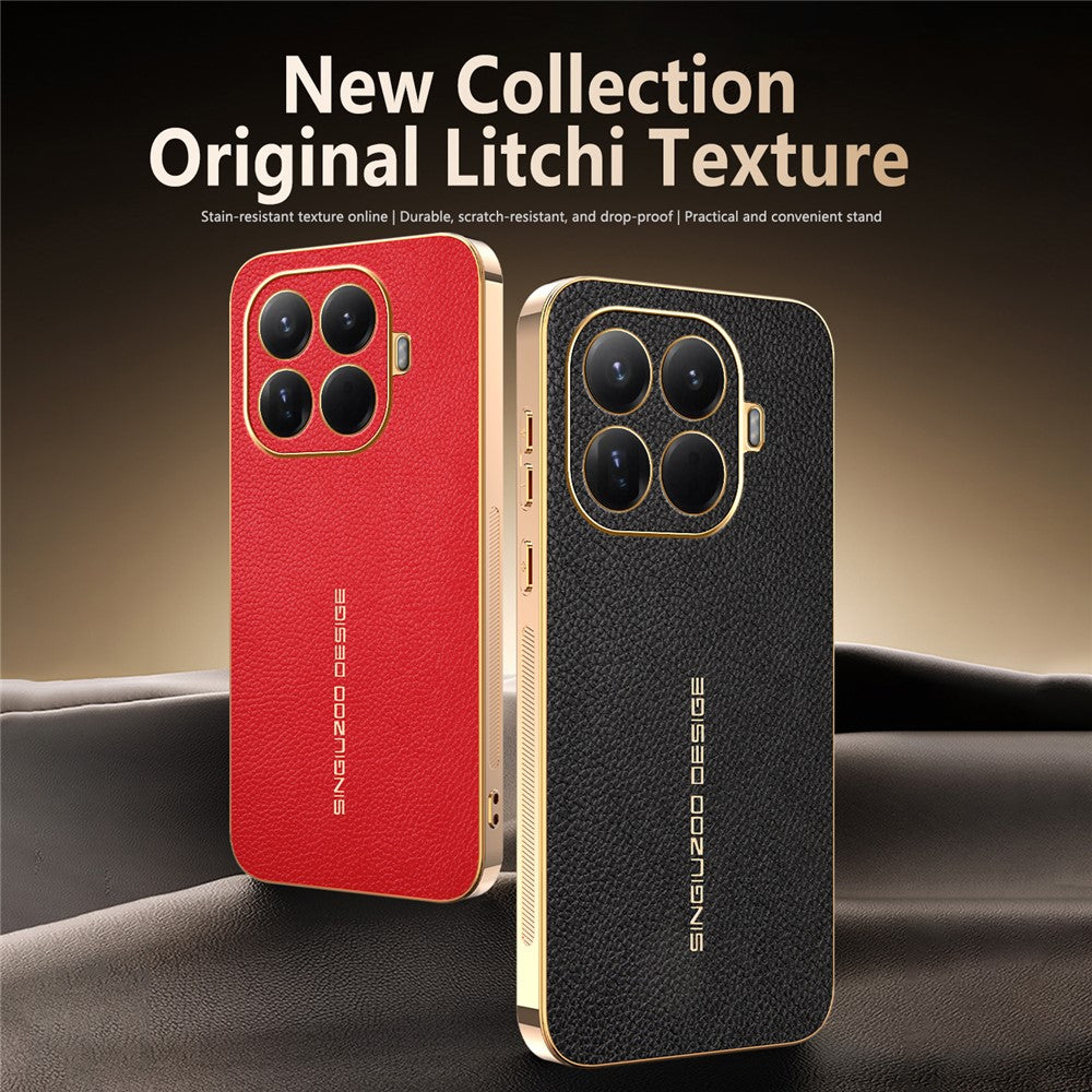 Xiaomi 17T Pro – Handyhülle aus PU-Leder und TPU, mit Litschi-Textur