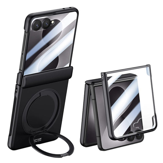 Galaxy Z Flip8 – Magnetische Handyhülle aus Kunststoff und gehärtetem Glas, mit Ständer, mit Displayschutz, mit Soft-Touch-Oberfläche