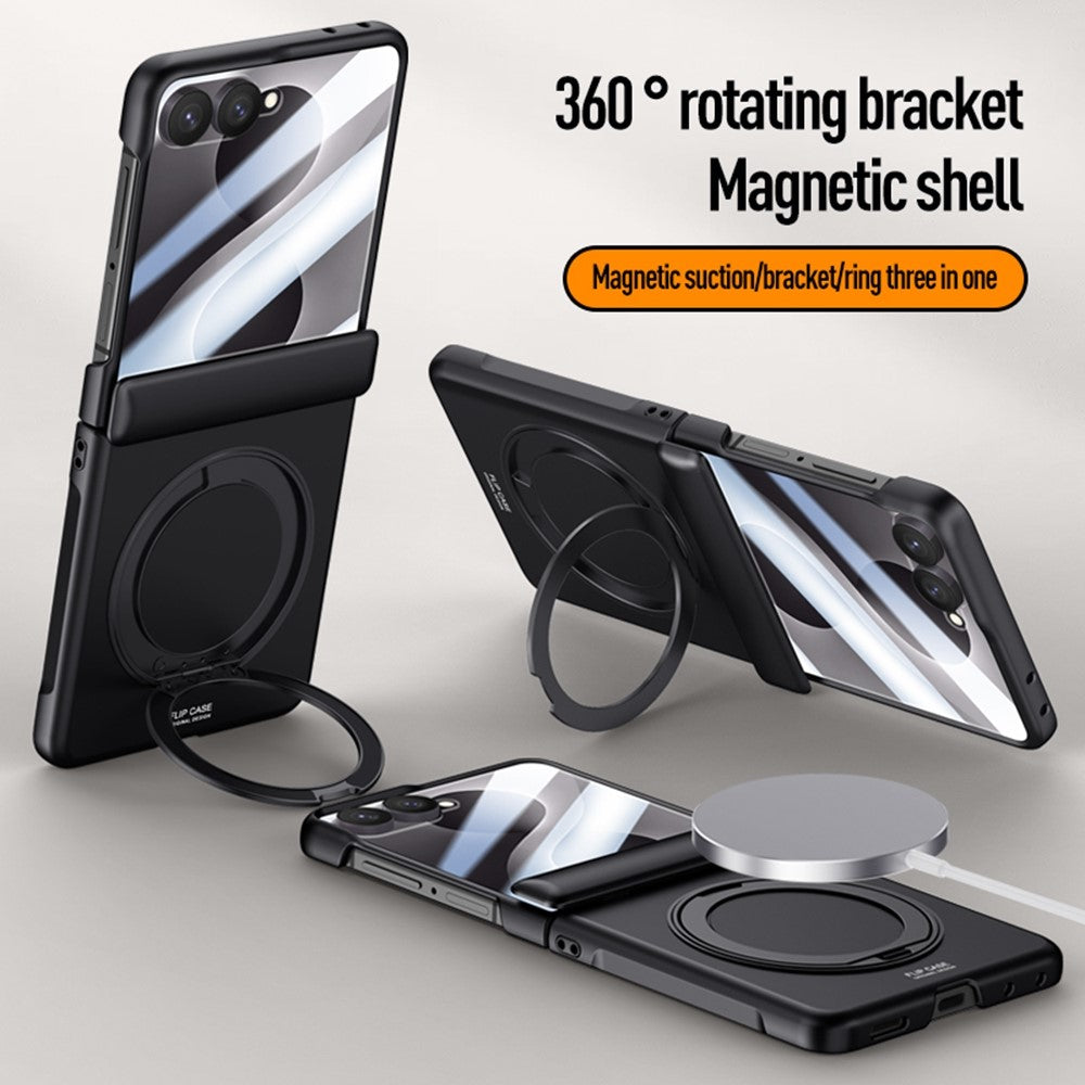For Samsung Galaxy Z Flip8 Case Kickstand Skin Touch PC Phone Cover Built-In Screen Protector