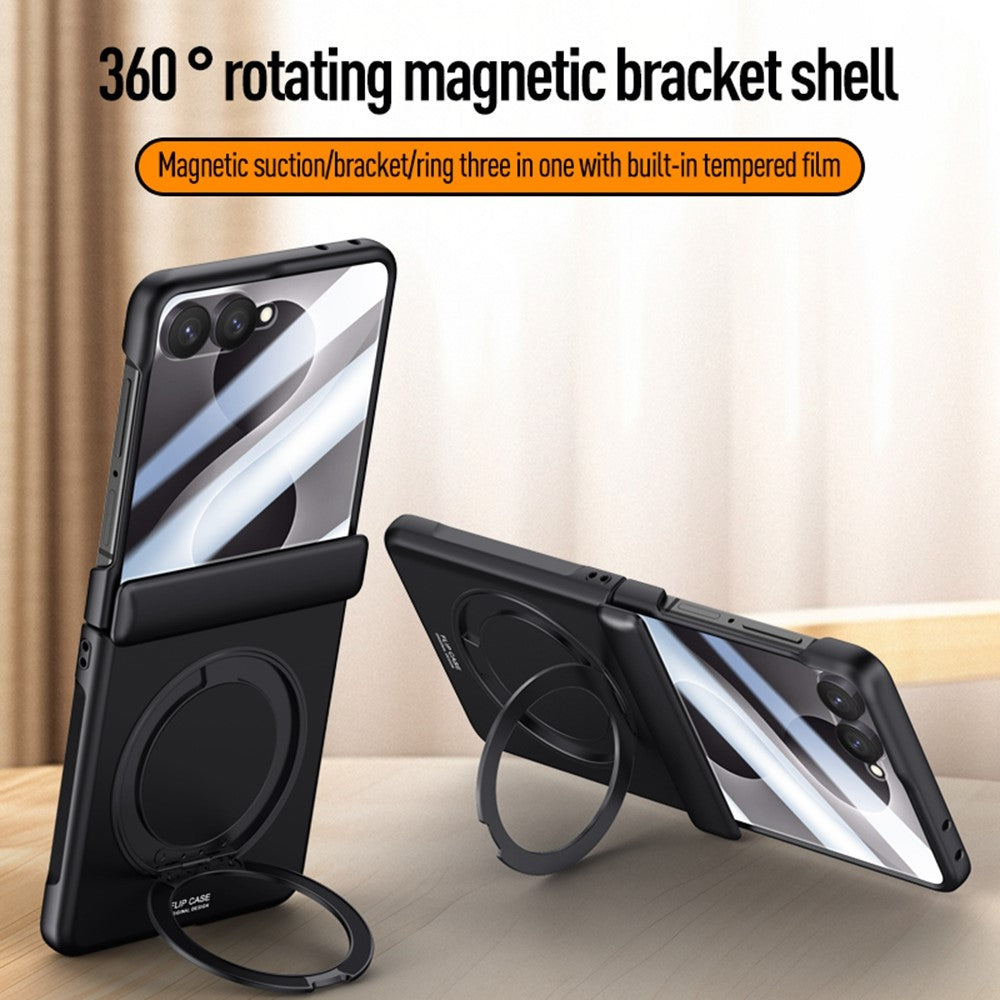For Samsung Galaxy Z Flip8 Case Kickstand Skin Touch PC Phone Cover Built-In Screen Protector