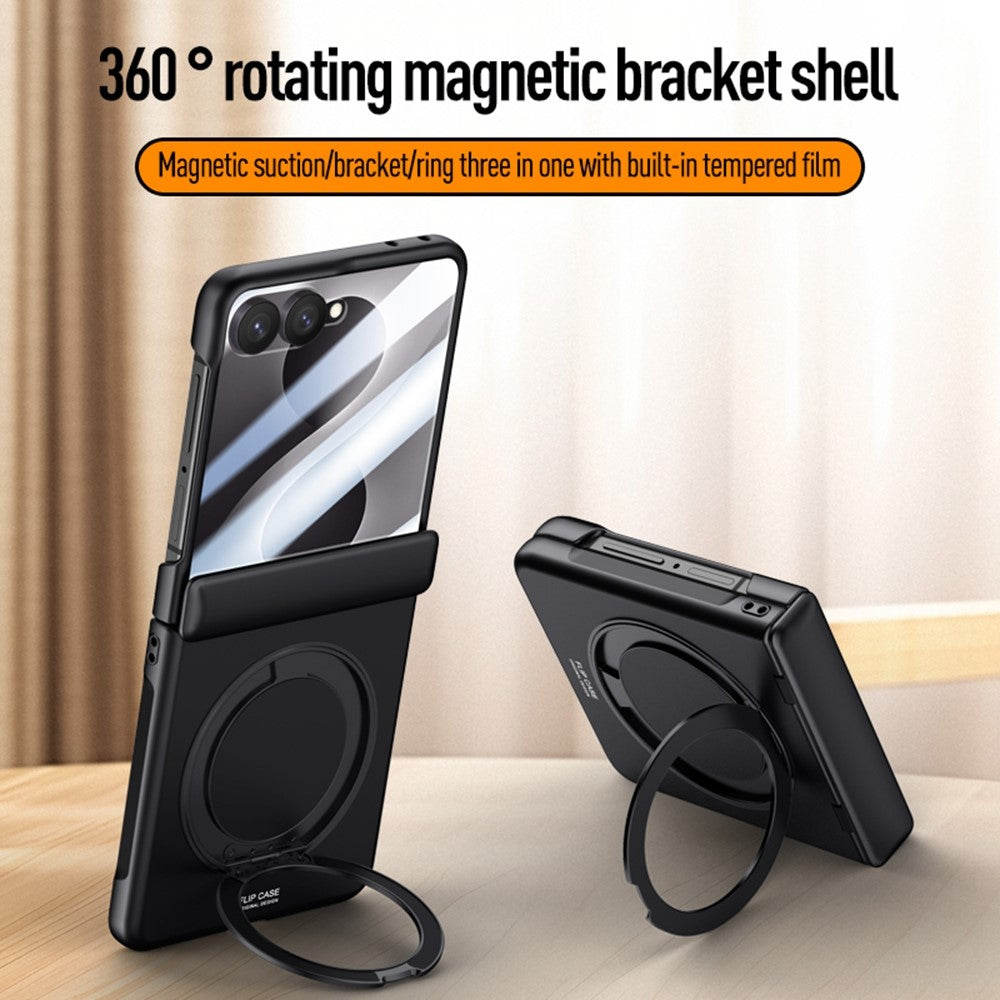 For Samsung Galaxy Z Flip8 Case Kickstand Skin Touch PC Phone Cover Built-In Screen Protector