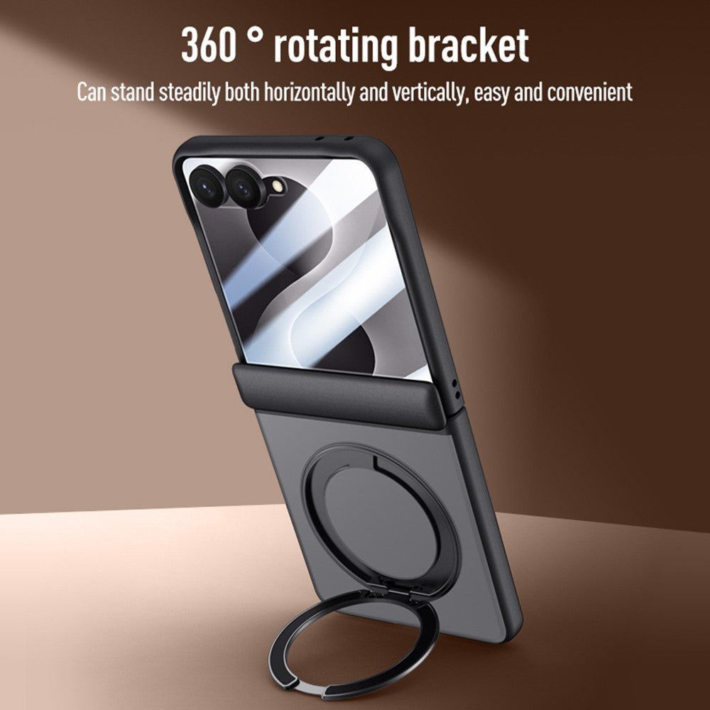 For Samsung Galaxy Z Flip8 Case Magnetic Kickstand PC + TPU Matte Phone Cover with Tempered Glass Screen Protector