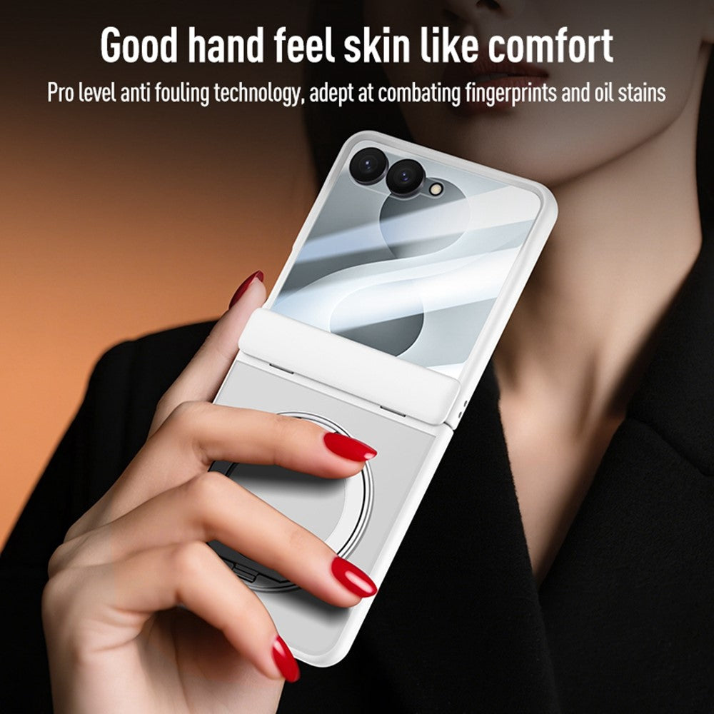 For Samsung Galaxy Z Flip8 Case Magnetic Kickstand PC + TPU Matte Phone Cover with Tempered Glass Screen Protector