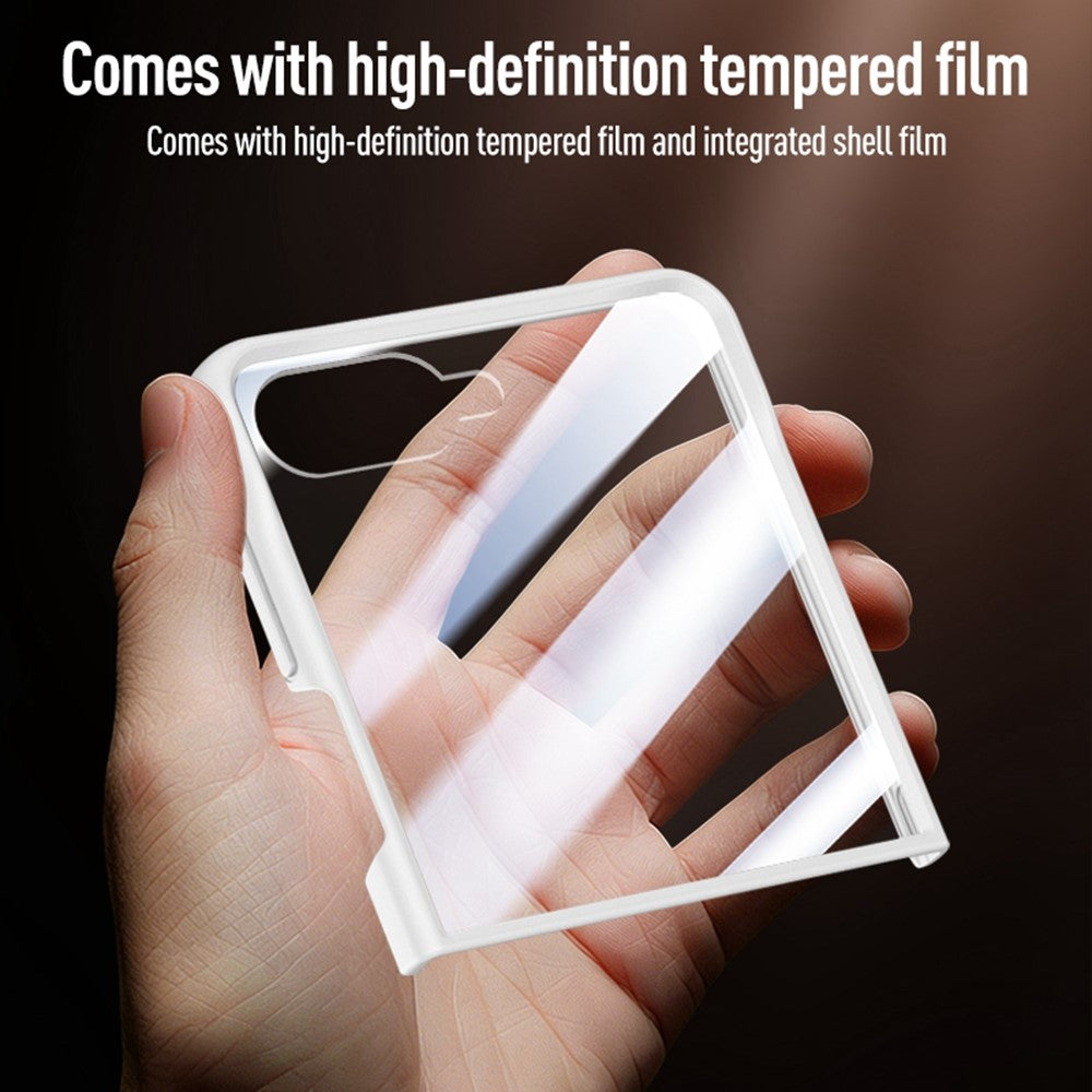 For Samsung Galaxy Z Flip8 Case Magnetic Kickstand PC + TPU Matte Phone Cover with Tempered Glass Screen Protector