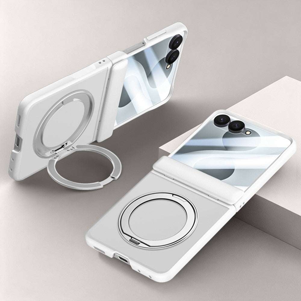 For Samsung Galaxy Z Flip8 Case Magnetic Kickstand PC + TPU Matte Phone Cover with Tempered Glass Screen Protector