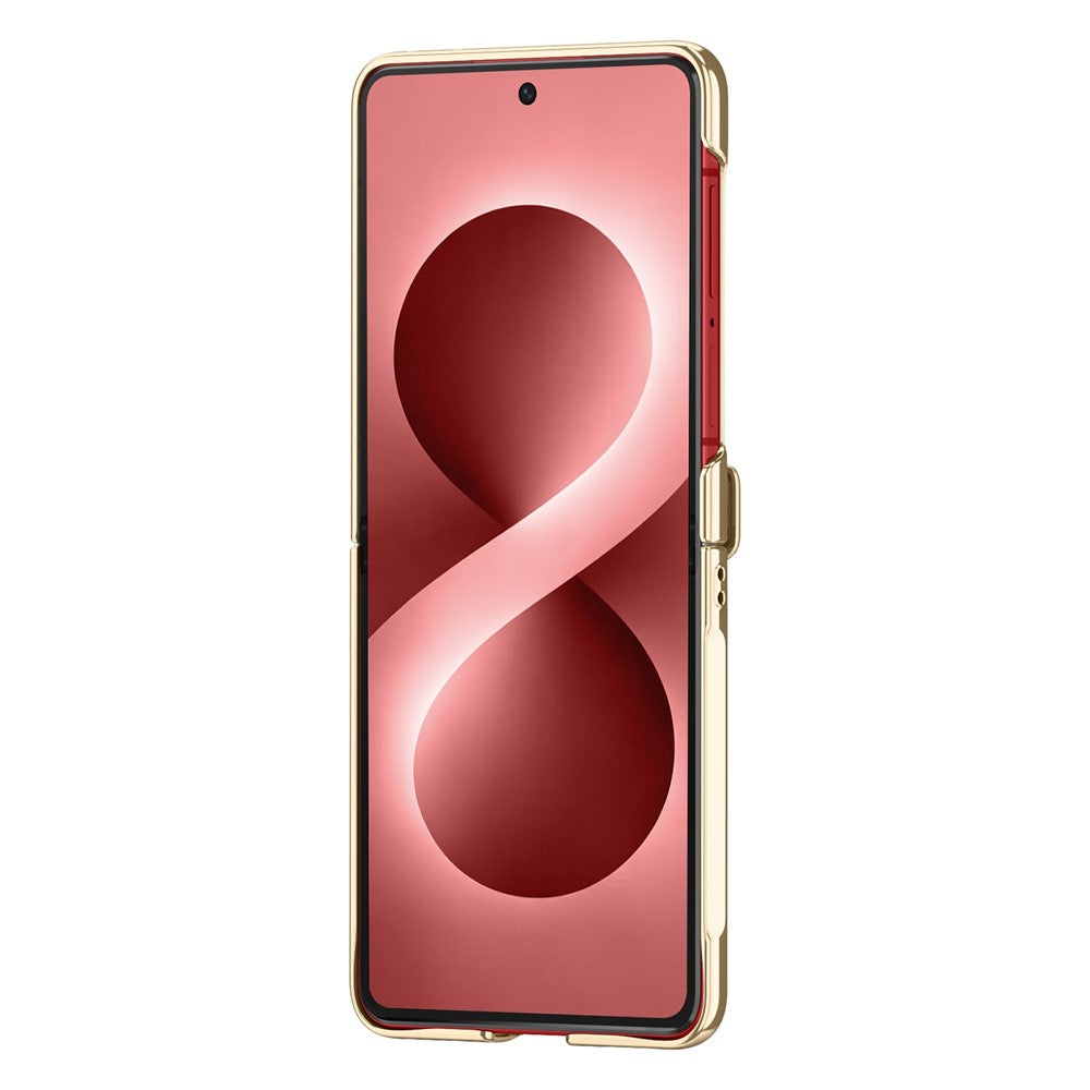 For Samsung Galaxy Z Flip8 Magnetic Case with Tempered Glass 360° Rotatable Metal Ring Kickstand PU Leather + PC + Acrylic Cover
