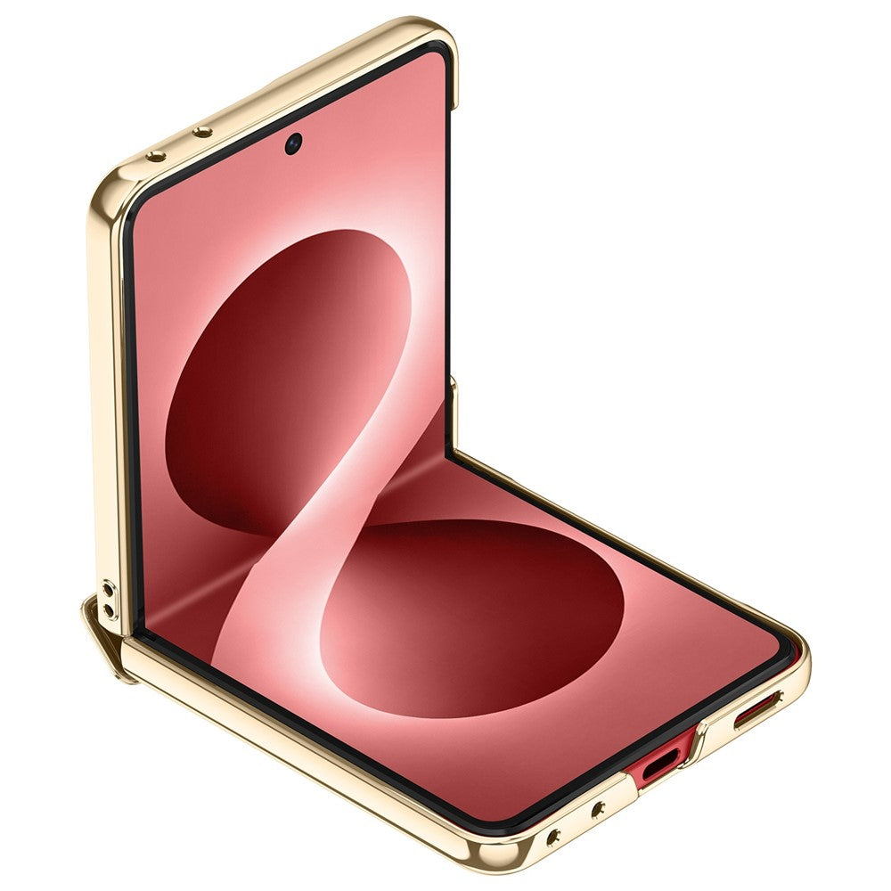 For Samsung Galaxy Z Flip8 Magnetic Case with Tempered Glass 360° Rotatable Metal Ring Kickstand PU Leather + PC + Acrylic Cover