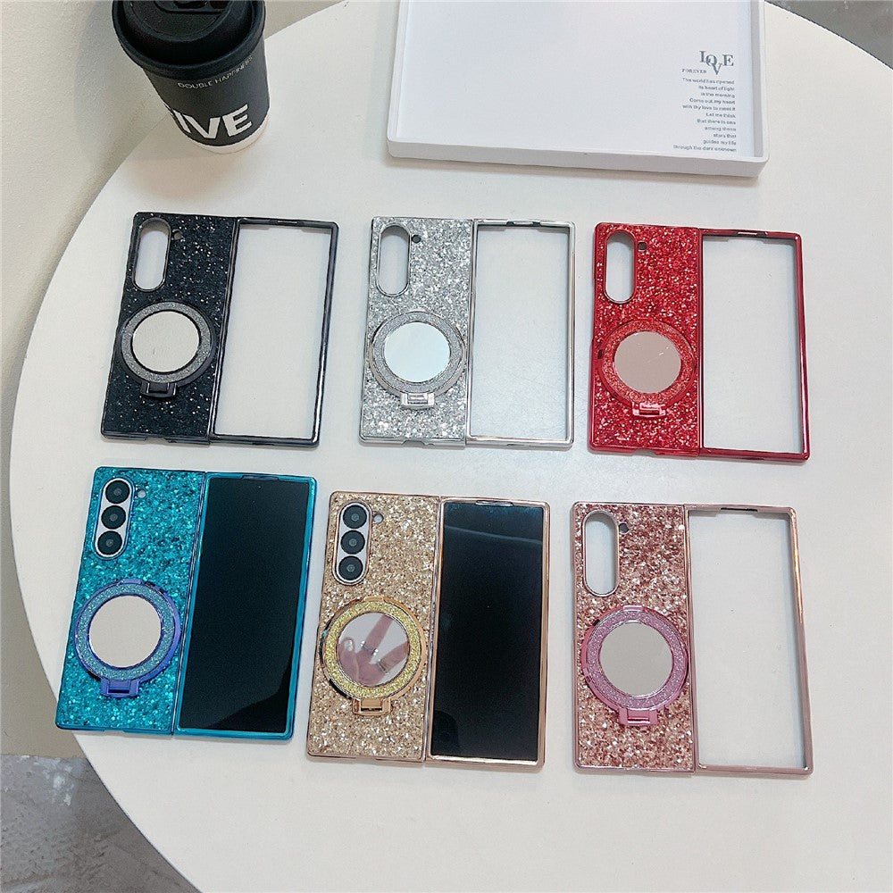 For Samsung Galaxy Z Fold8 Ultra Case Kickstand TPU+PC Phone Cover with Mirror