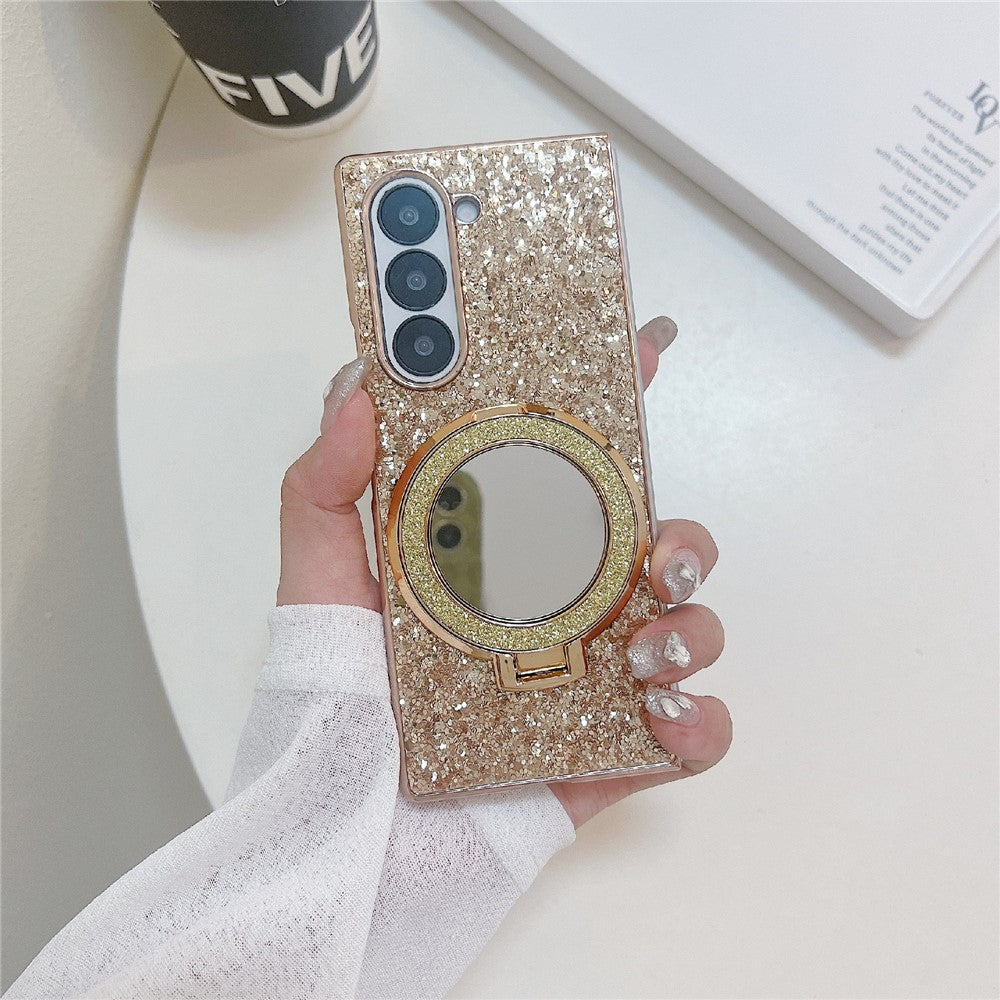 For Samsung Galaxy Z Fold8 Ultra Case Kickstand TPU+PC Phone Cover with Mirror