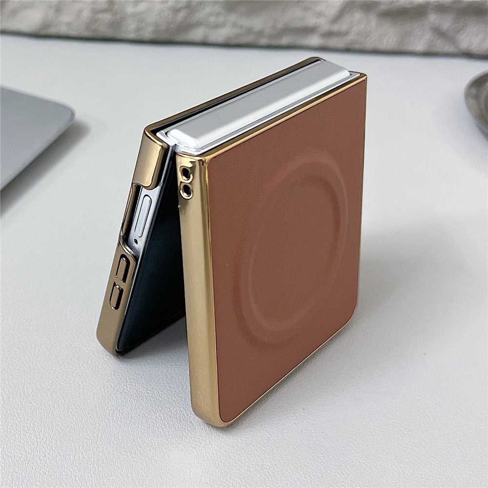 For Samsung Galaxy Z Flip8 Magnetic Case Nappa Texture PU + TPU + PC Phone Back Cover