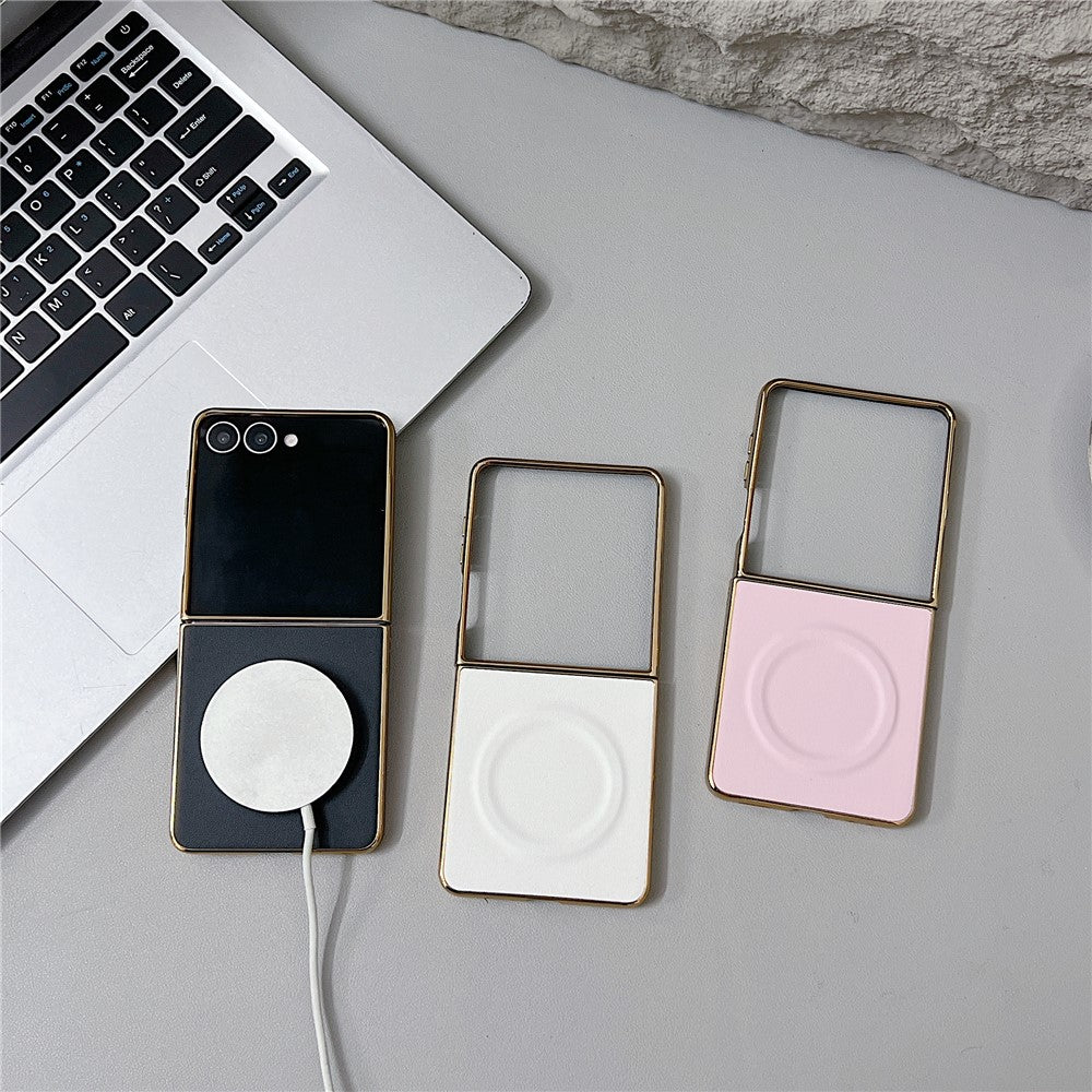 For Samsung Galaxy Z Flip8 Magnetic Case Nappa Texture PU + TPU + PC Phone Back Cover
