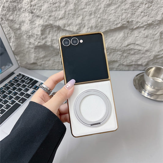 Galaxy Z Flip8 – Magnetische Handyhülle aus Kunststoff, PU-Leder und TPU, mit Ständer
