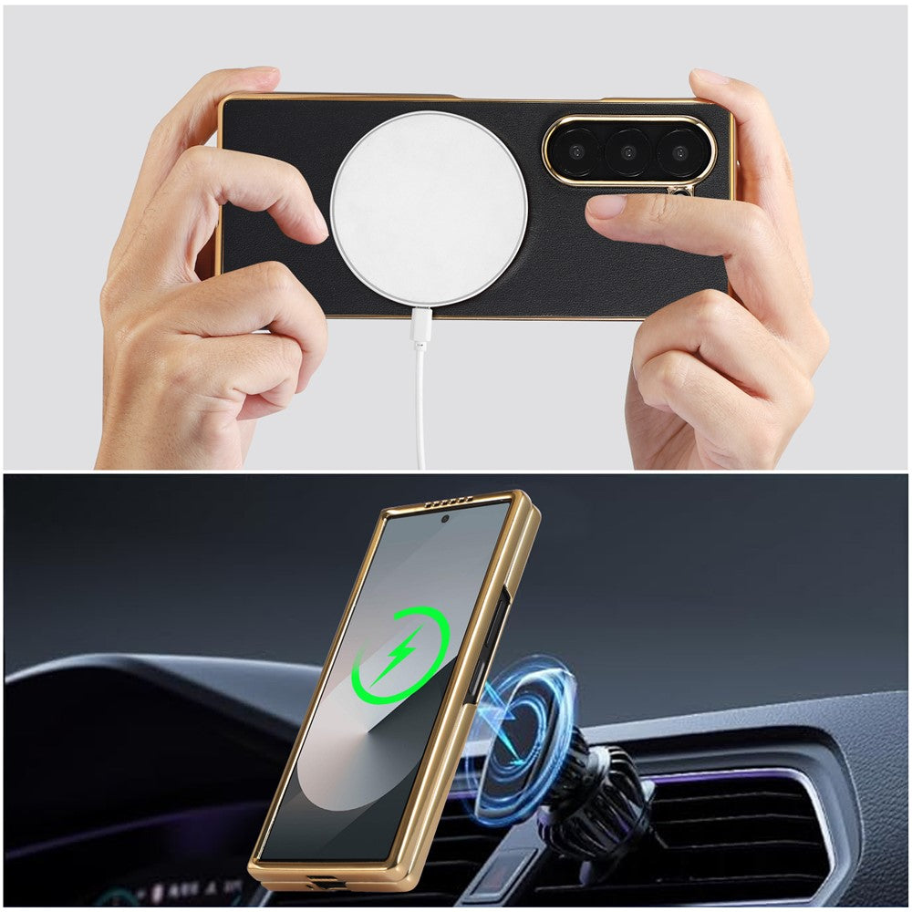 For Samsung Galaxy Z Fold8 Ultra Magnetic Case Nappa Texture PU + TPU + PC Phone Back Cover