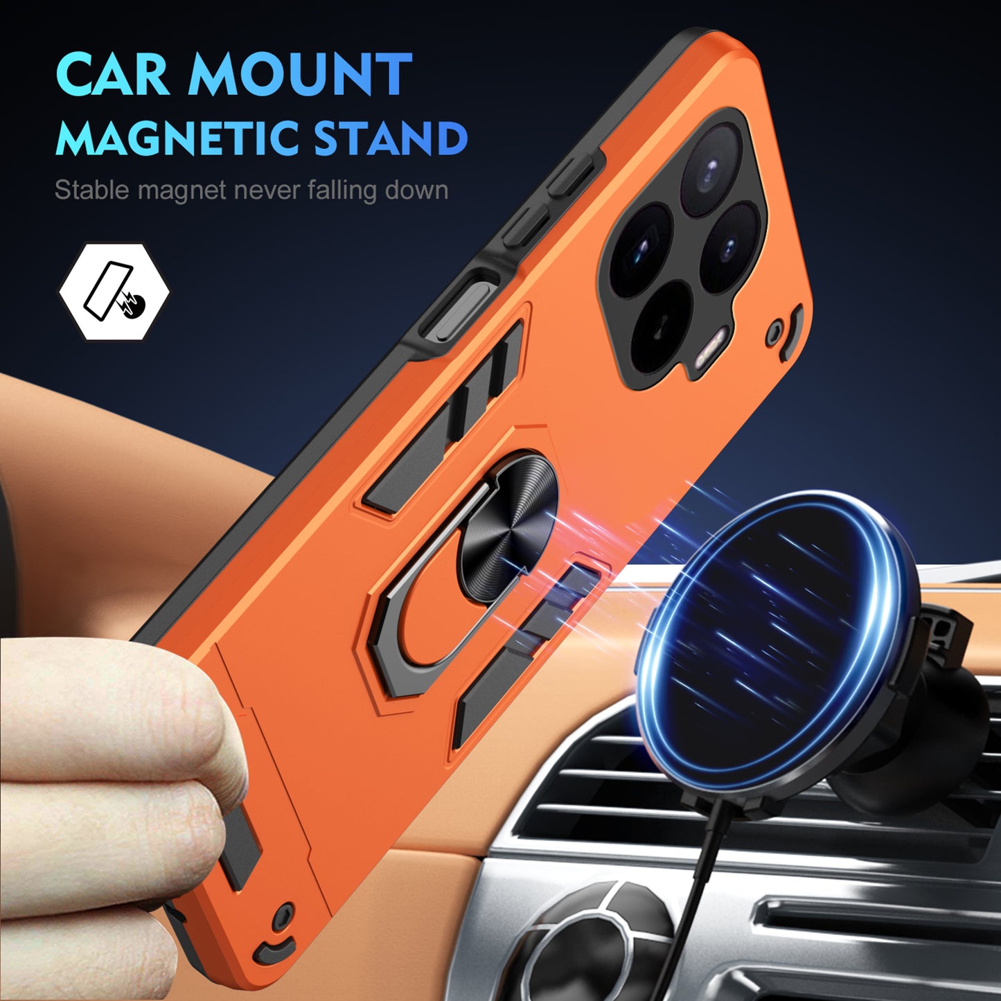 Xiaomi 17T – Magnetische Handyhülle aus PC und TPU, mit Ständer, mit Displayschutz, stoßfest