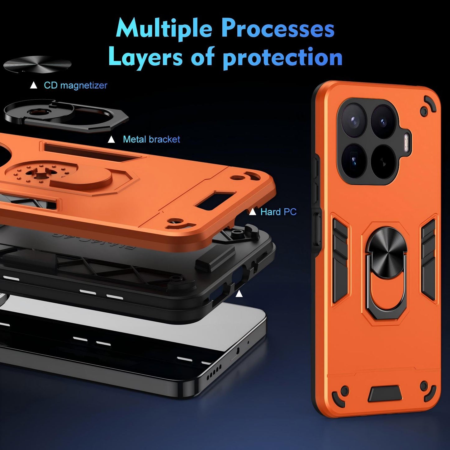 Xiaomi 17T Pro – Magnetische Handyhülle aus PC und TPU, mit Ständer, mit Displayschutz, stoßfest