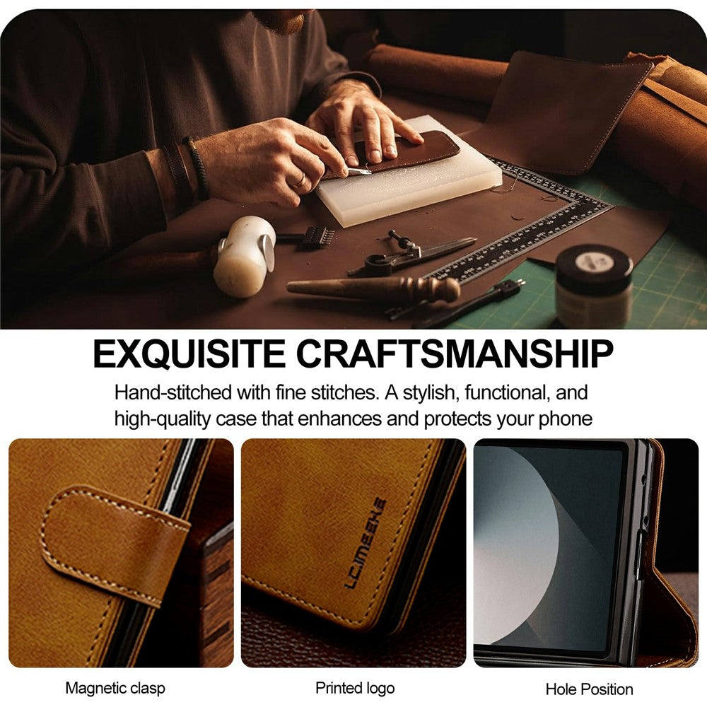 LC.IMEEKE for Samsung Galaxy Z Fold8 Ultra Case Wallet Calf Texture Leather Phone Cover