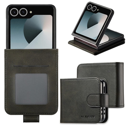 Galaxy Z Flip8 – Handyhülle aus PC und PU-Leder, mit Kartenfach
