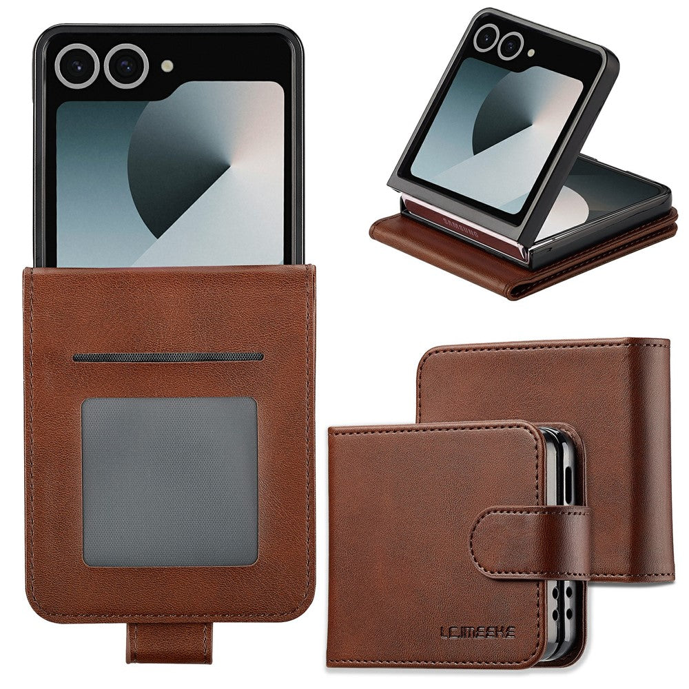 LC.IMEEKE for Samsung Galaxy Z Flip8 Case Calf Texture PU Leather Phone Cover