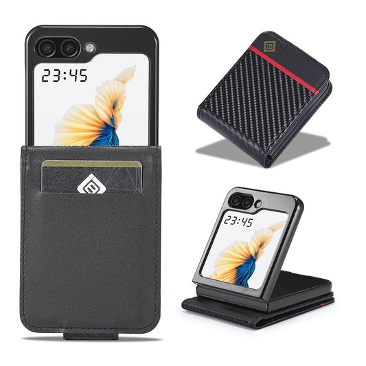 Galaxy Z Flip8 – Wallet-Handyhülle aus PU-Leder und TPU, mit Ständer, in Carbonfaser-Optik