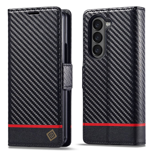 Galaxy Z Fold8 Ultra – Wallet-Handyhülle aus PU-Leder und TPU, mit Ständer, in Carbonfaser-Optik
