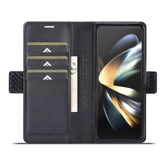 Galaxy Z Fold8 Ultra – Wallet-Handyhülle aus PU-Leder und TPU, mit Ständer, in Carbonfaser-Optik